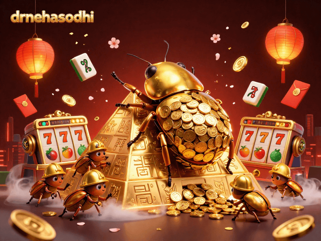Experience thrilling gameplay with drnehasodhi as golden coins and slot machines illuminate the scene.