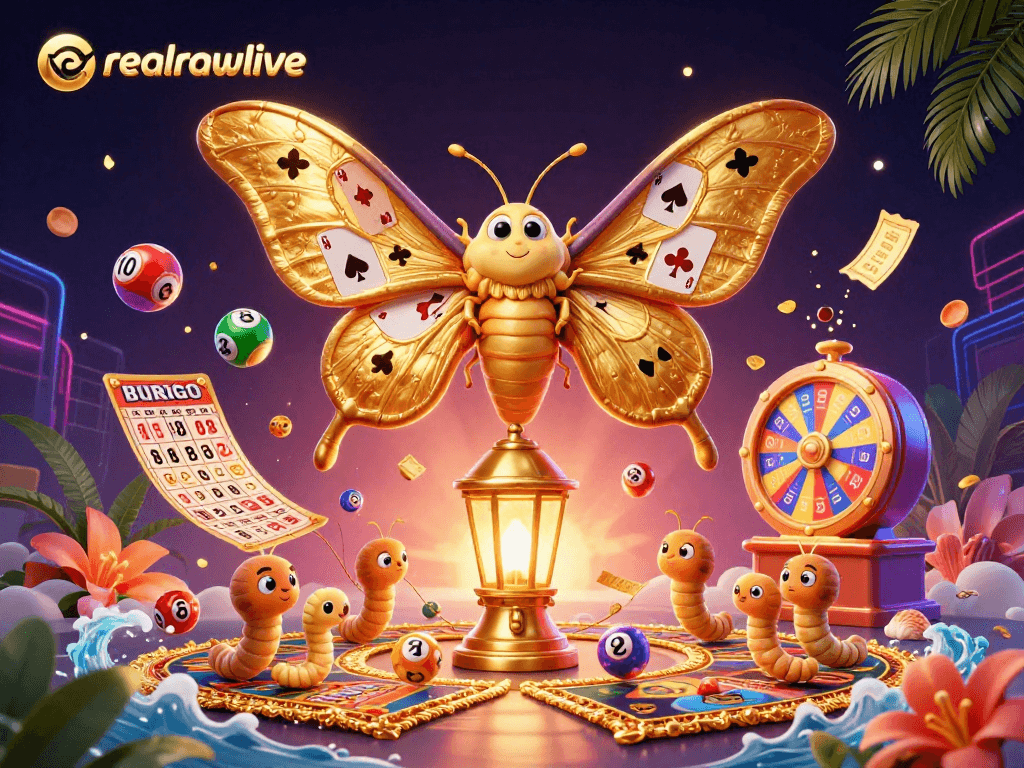 Spin and win with realrawlive's vibrant lottery scene featuring animated illustrations.