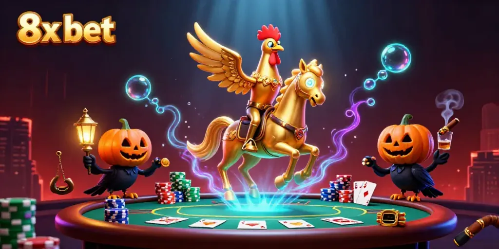 Experience the thrill of 8x bet in a vibrant midnight casino scene with dynamic characters and poker elements.