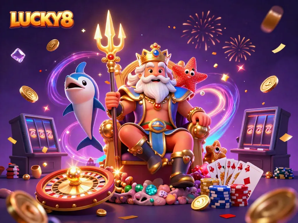 Experience the excitement of LUCKY8's vibrant casino world with dynamic gaming elements and dazzling characters.