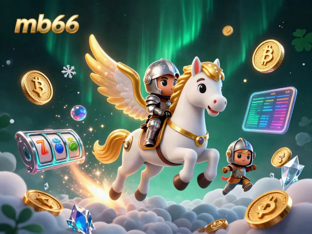 Experience the magic of mb66 gaming with a celestial horse and animated casino elements.