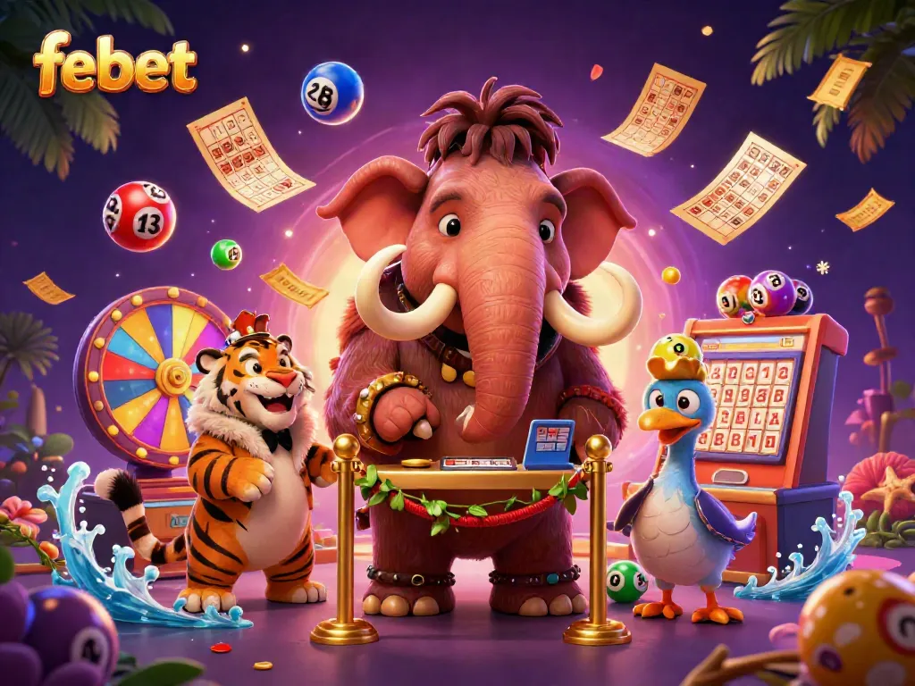 Experience the vibrant casino world with febet's lively characters and game elements.