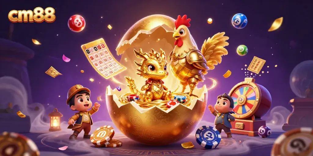 Experience rich gaming with cm88's dazzling golden dragon and exciting lottery elements.