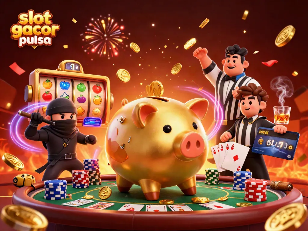 Spin the reels with slot gacor pulsa and win exciting jackpots in this vibrant casino scene!