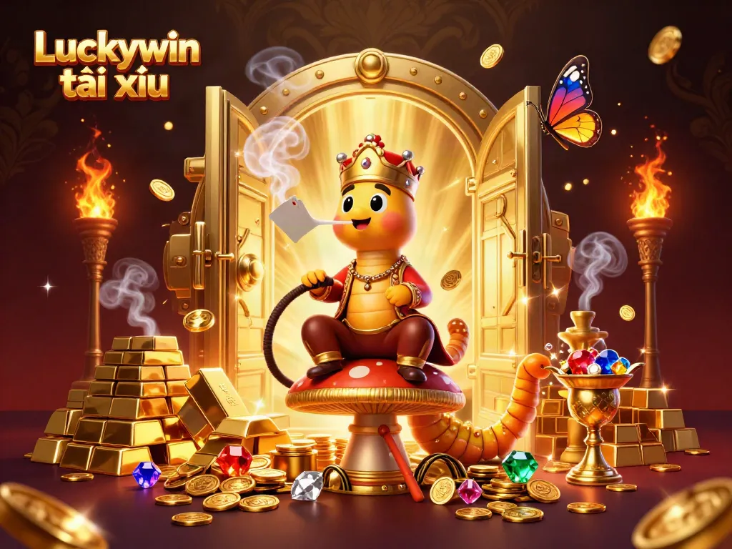 Engage in the thrilling Luckywin tài xỉu experience with a vibrant 3D illustration featuring captivating casino elements.