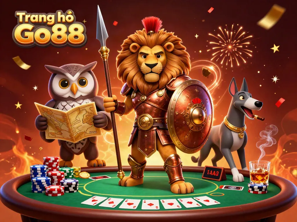 Experience thrilling gameplay at Trang chủ Go88 with vibrant poker elements and dynamic characters.
