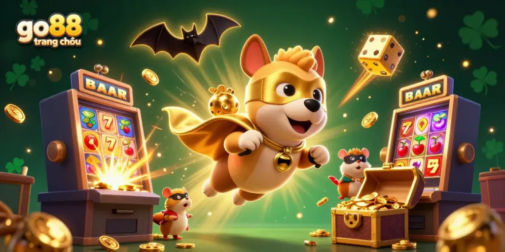 Experience exciting gameplay with go88 trang chủ alongside vibrant casino elements and superhero companions.