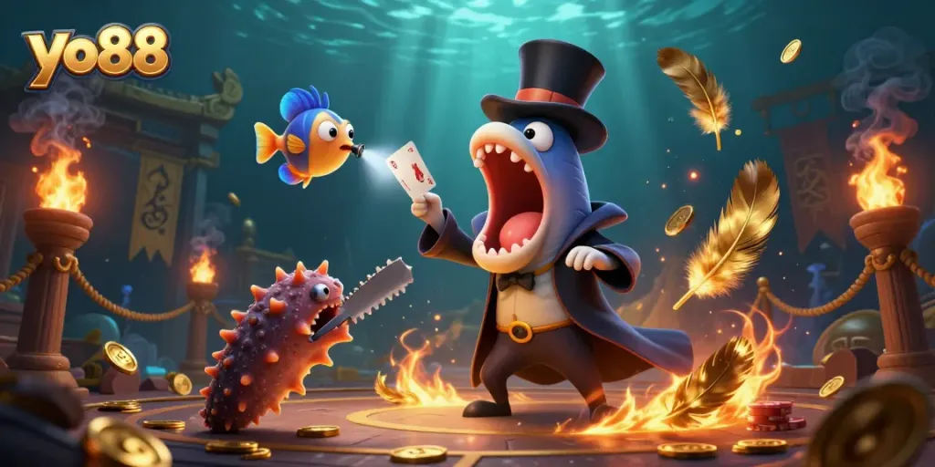 Engaging scene showcasing yo88's vibrant casino elements with a magical deep-sea theme.