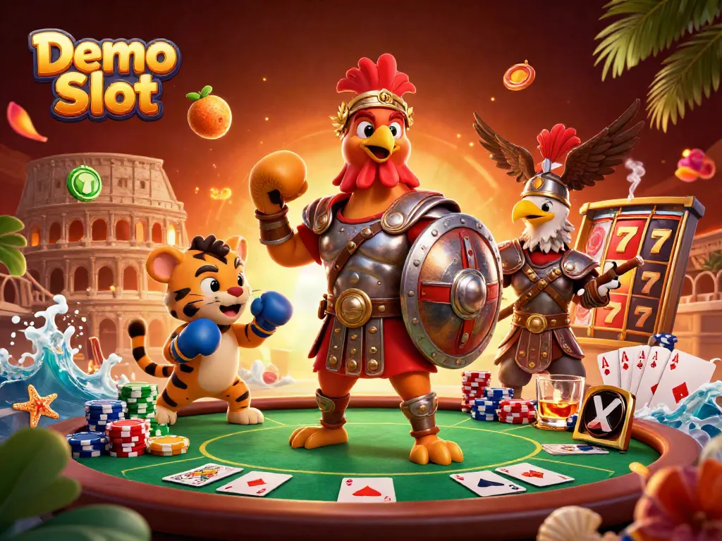 Spin the reels in a thrilling Demo Slot adventure with colorful characters and casino elements.