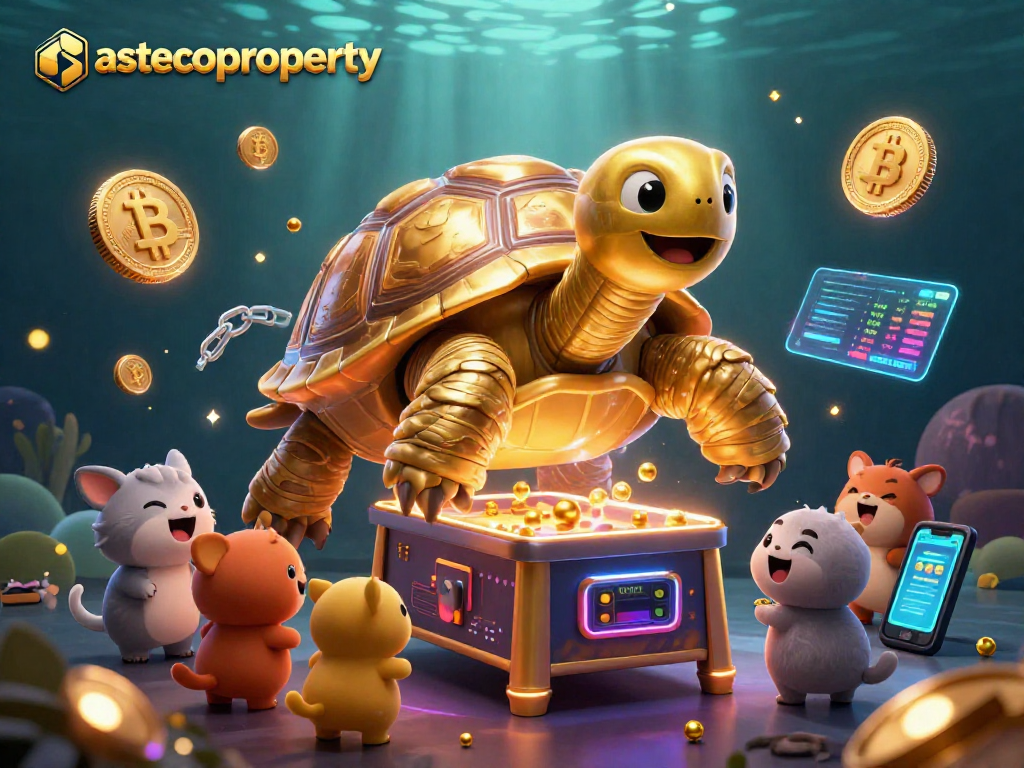 Experience the thrilling gaming adventure at astecoproperty's vibrant casino illustration featuring enthusiastic characters and crypto elements.
